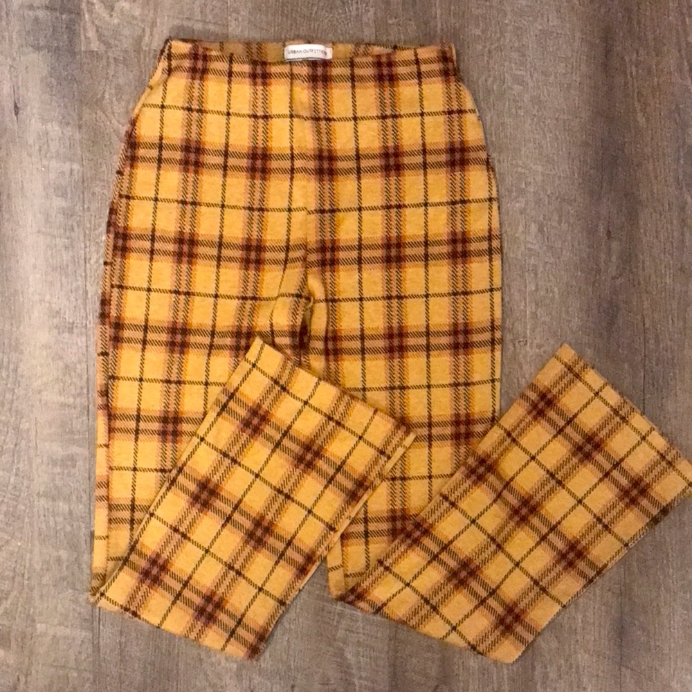 Urban Outfitters Plaid Yellow Pants Size Small